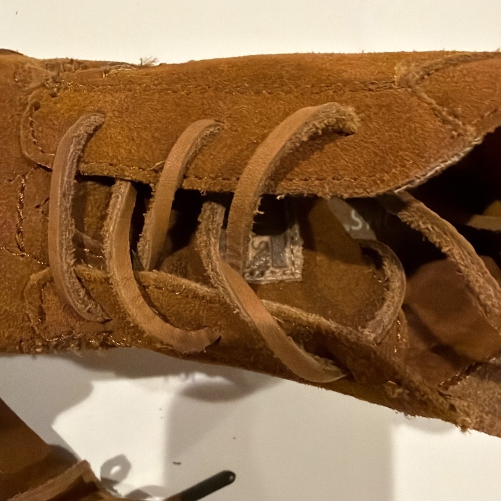 Boho Booties, Toms Women's Moccasin Boots Sz 6 Brown Suede Tribal Lace Up 1742 - Picture 12 of 12